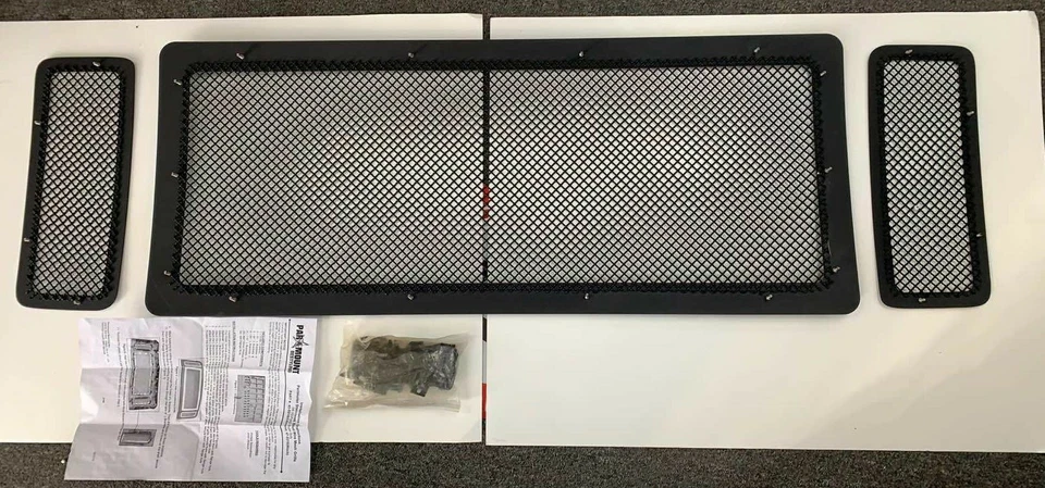 Rejilla perimetral de malla de alambre de acero inoxidable 08-10 Ford Super Duty 47-0218 negra Foto 2 de 2