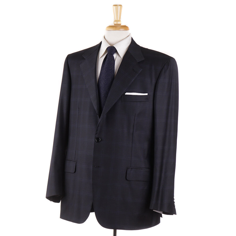Neuf avec Étiquettes Brioni Noir-Bleu Carreaux Toute L'Année Super 150s Wool Neuf avec Étiquettes Brioni Noir-Bleu 150s Carreaux Toute L'Année Super 150s Noir-Bleu Wool ec5aa9