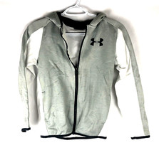 Under Armour Boys Grey Fleece Full Zip Hoodie, Size Medium