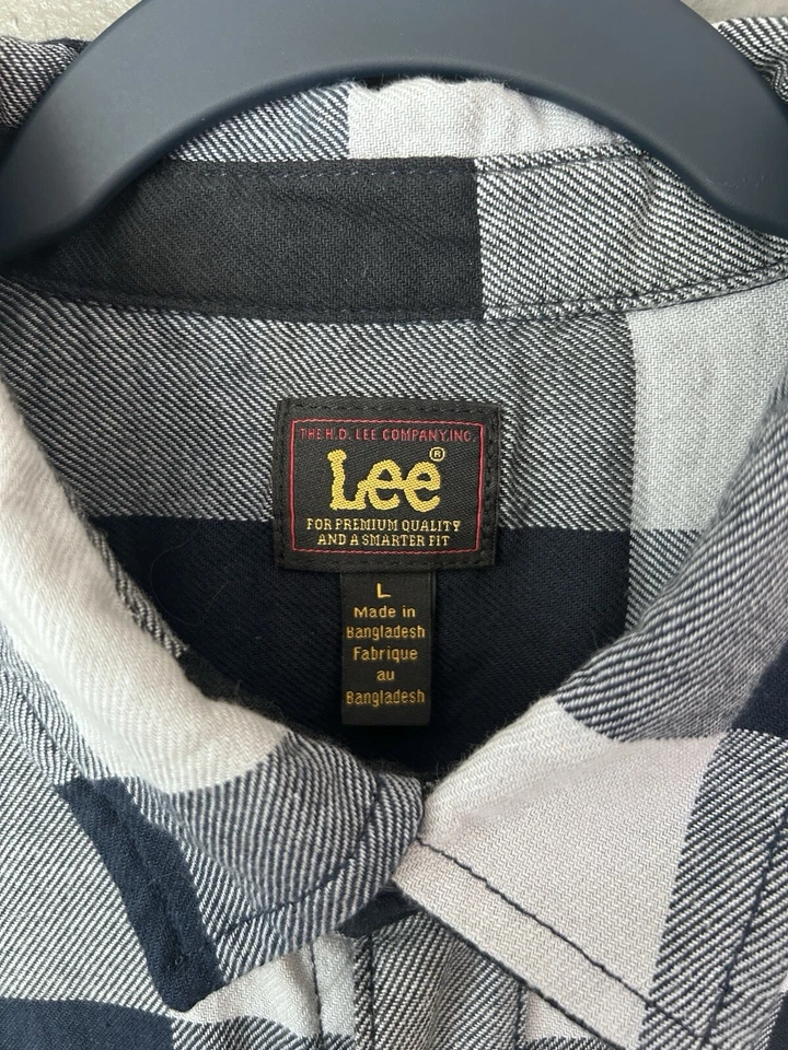 Nuevo Lee a cuadros con botones grande para hombre Foto 3 de 4