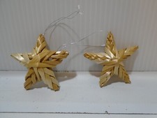 SET OF 2 WOVEN STRAW STAR 2" ORNAMENTS UNBRANDED CB3763 
