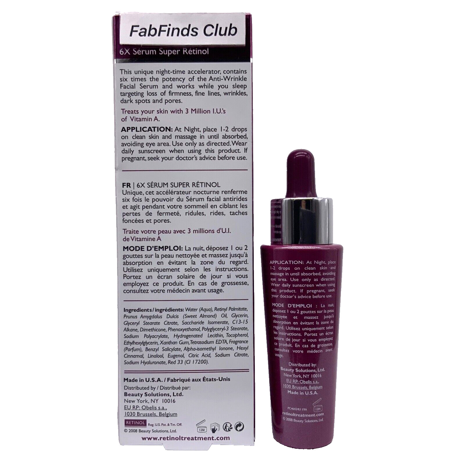 2pc Retinol 6X Super Retinol Serum Night Treatment Aging Signs/Wrinkle