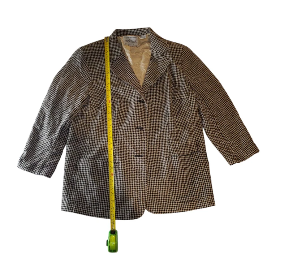 Chaqueta blazer para mujer Lord & Taylor Hounds Tooth. Talla 18, blanco y negro Foto 4 de 4