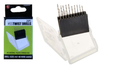 20pc HSS High Speed Steel Twist Micro Mini Drill Bit Wire Gauge Set Index 61-80