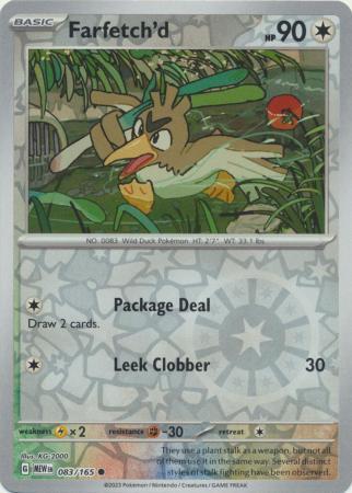 FARFETCH'D 083/165 151 POKEMON ENGLISH (REVERSE HOLO, NM)