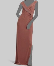 LAUREN Ralph Lauren Women's Pink Stretch Jersey Off-the-Shoulder Gown Size 4