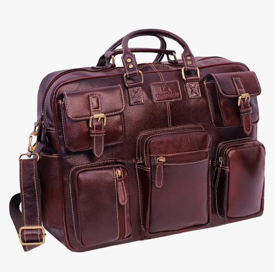 Genuine Leather Laptop Bag for Men - Fits 14/15.6/16 Inch - 