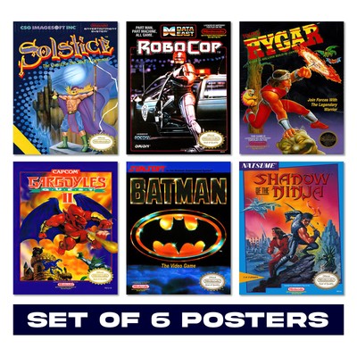 Coole Arcade Gaming Poster 6er Set - Vintage Nintendo Poster Raumdeko
