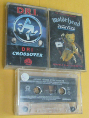 D.R.I Crossover Motorhead Anthrax 3 Cassette Tape LOT Metal Punk