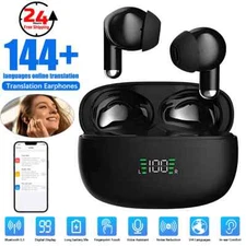 144 Language Translator Earbuds Wireless Bluetooth Two Way Translator Device BK