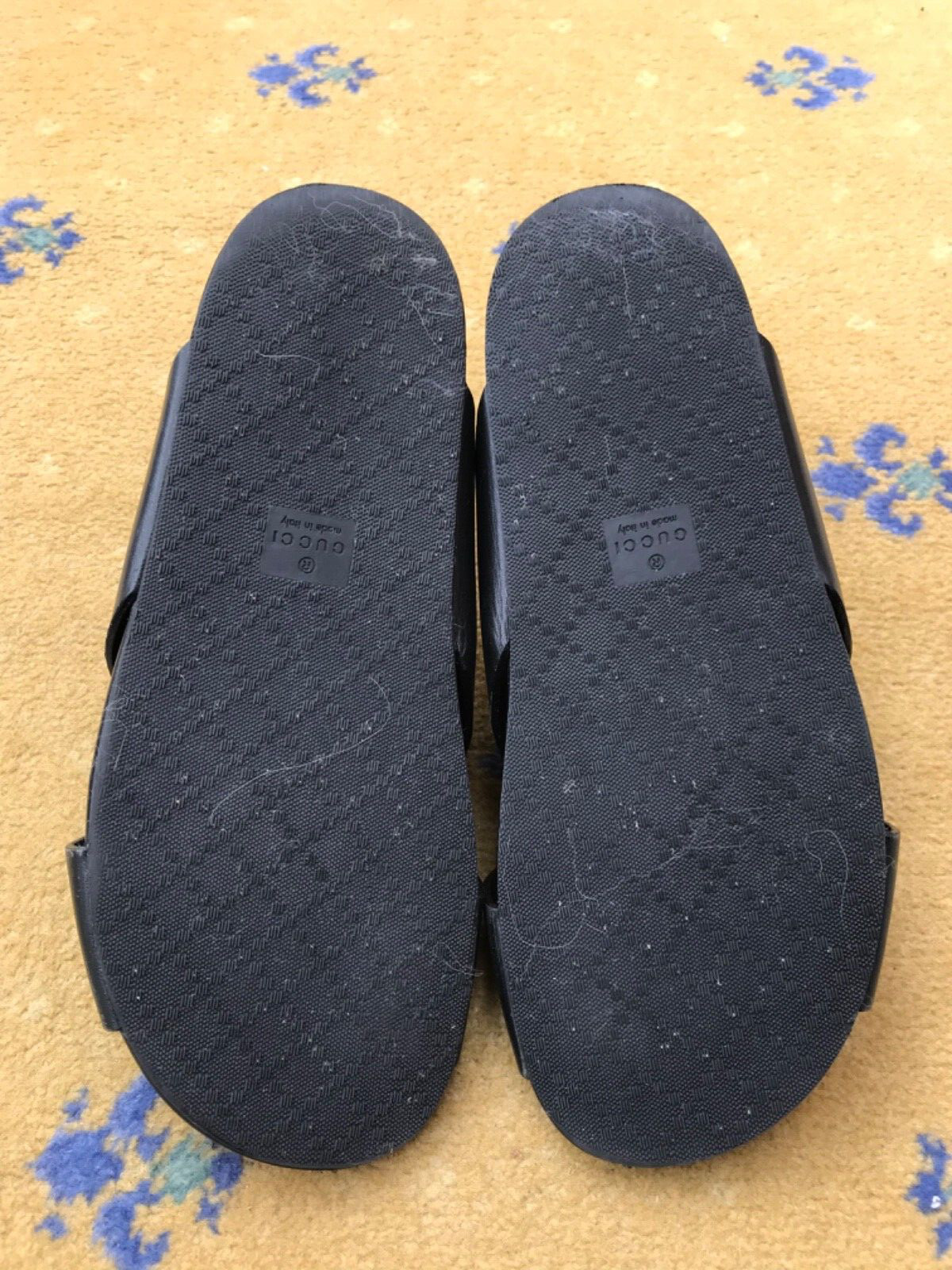 Gucci Sandals Shoes Leather Strap UK 7 US 8 EU 41 Mens Black Crossover thumbnail 6