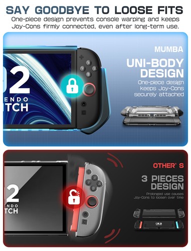 Mumba Dockable Case For Nintendo Switch 2 2025 Console Joy-Con TPU Grip Cover - Picture 2 of 9