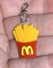 Silver McDonald’s French Fry Charm Zipper Pull & Keychain Add On Clip!!