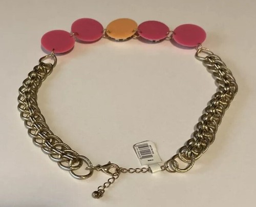 Vintage Statement Gold Necklace With Matching Pink & Orange Pendants - 第 4/8 張圖片
