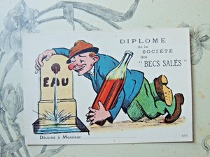 Ancienne Carte Postale Humoristique Diplome De La Societe Des Becs Sales Alcool Ebay