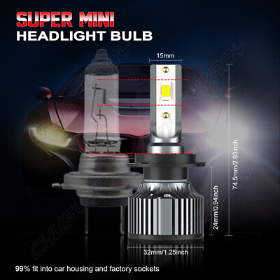 Pair H7 LED Headlight Bulbs Kit 6500K for Kawasaki Ninja 1000
