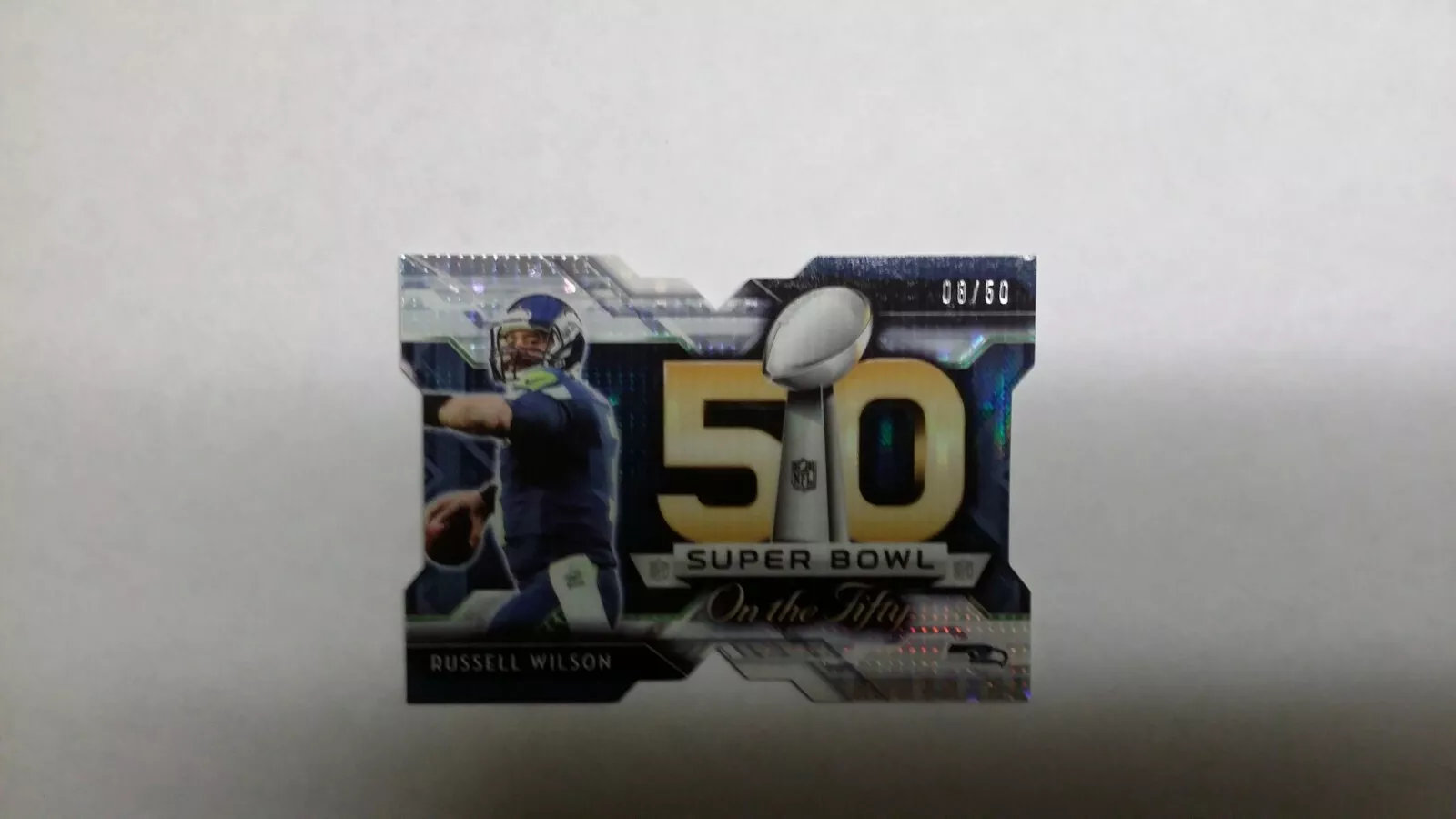 Russell Wilson Topps Chrome 2015 Super Bowl On The Fifty Pulsar /50