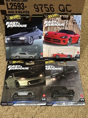 Hotweels Premium Fast And Furious Complete Set Of 4 HNW46 Free Shipping