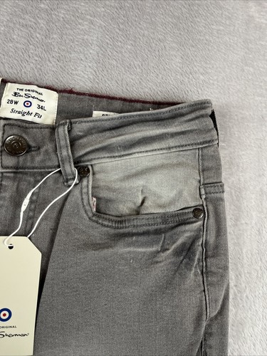 Ben Sherman mens gray stretch straight fit denim jeans size 28x34 - 第 6/10 張圖片