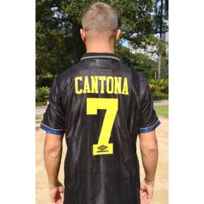 E CANTONA BLACK AWAY MU 93/94 JERSEY | eBay Australia