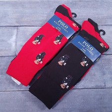 POLO RALPH LAUREN Socks Mens Martini Polo Bear Set 4 Pairs Black Red 10-13