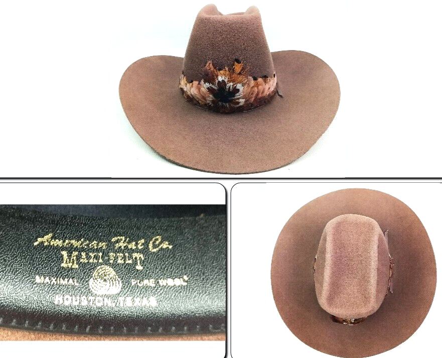American Hat Company Cowboy 7 1/4 bleu maxi plumes feutres