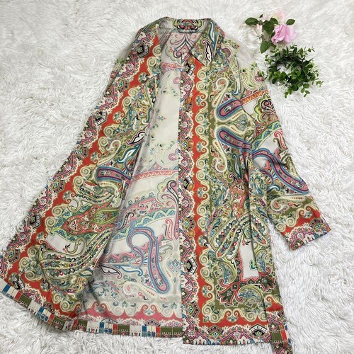 ETRO Paisley Nylon Trench Coat Belted Spring Jacket Size 42 Multicolor Italy - Picture 5 of 14