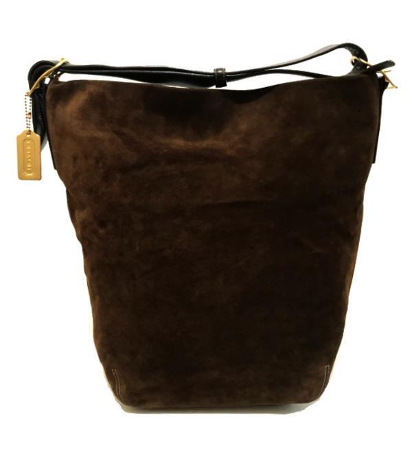 COACH VTG LEGACY SAC CHOCO BROWN SUEDE LEATHER XL BUCKET DUFFLE 