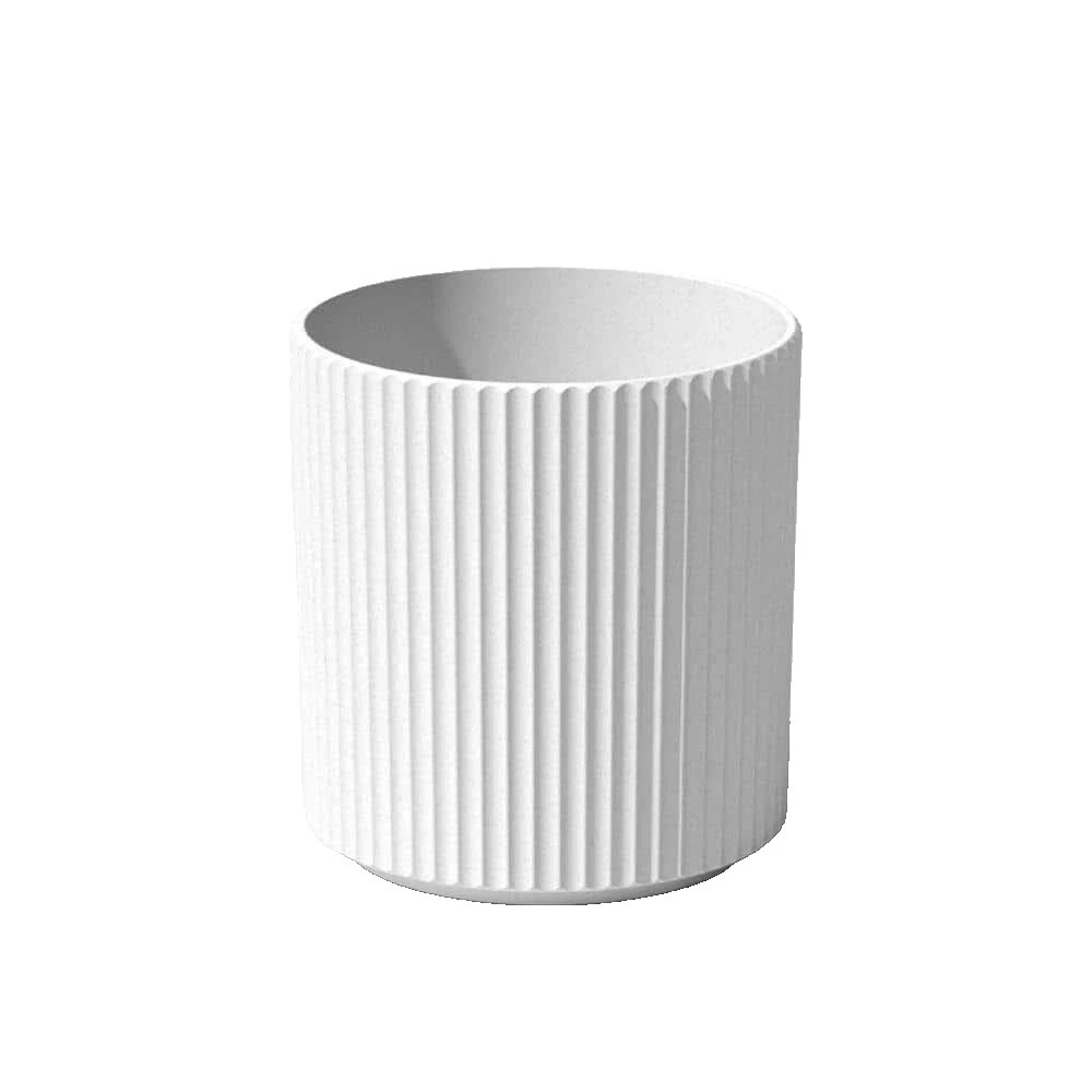 Cestas de plantas de piedra blanca, macetas, cuencos de Ventana