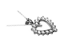 925 Sterling Silver High Quality Cubic Zirconia Open Heart Charm Pendant Gift