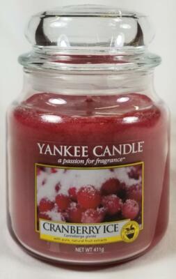 Yankee Candle CRANBERRY ICE Medium Jar 14.5 Oz Red Housewarmer New Wax Fruit