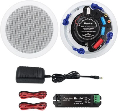 Pair Herdio 5.25'' 150W Each Bluetooth Stereo In-Wall/Ceiling Home Speakers