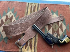 Western Leather Cartridge Belt w ith 20 45LC Caliber Loops Floral Scroll Size 36