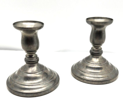 Vintage - Pair Of Preisner Pewter 2096 Candle Sticks - 4.5 Inch