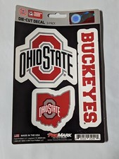 Ohio State Buckeyes 3-Pack Die-cut Decals Stickers Sheet Measures 5" x 7" New 