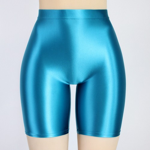 MJINM Women's Shiny Sexy Leggings Satin Glossy Opaque Cycling Short Jegging Soft - Picture 15 of 28