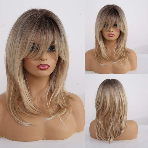 Women Natural Layered Wave Dark Brown Ombre Hair Wigs Daliy Fanshion Synthetic - Picture 16 of 16