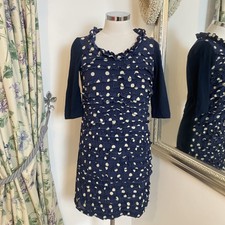 Marella M UK 10 navy silk front ruffled polka...