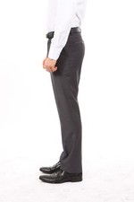 Men's Wool Slim Fit Flat Front Dress Pants Slacks Flat Front Formal Trousers