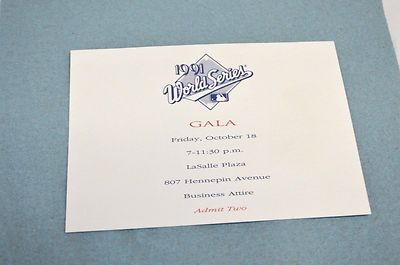 1991 World Series Gala Friday, Oct 18th, LaSalle Plaza, Admit Two Pass