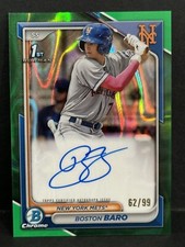 2024 Bowman Chrome Baseball Mets 1st Bowman Boston Baro Auto Green Lava /99