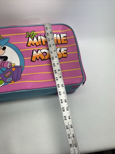 Disney Minnie Mouse Rolling Suitcase Travel Pink Zipper Nylon Kids Vintage - Picture 9 of 9