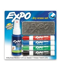 NEW Expo Low Odor Dry Erase Marker Set White Board Eraser Cleaner Multi Color