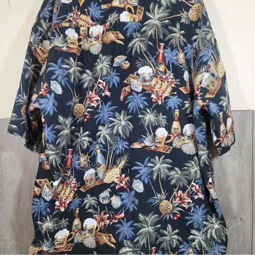 Pierre Cardin Mens XLT Short Sleeve Button Up Shirt Hawaiian Floral Beer - Picture 5 of 9
