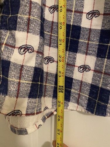Haband Blue White Plaid Flannel Button Up Casual Long Sleeve Shirt Men’s Medium - Picture 8 of 12