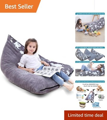Extra Large 53'' Plush Toy Holder Bean Bag with Zipper - Fun Dinosaur Design