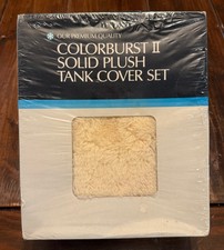 NEW Sears Solid Plush Toliet Tank Cover Set Rug Vintage SEALED Off White