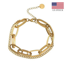 New Women Bracelet 18 Gold Plated Stainless Steel Link Chain Bracelets