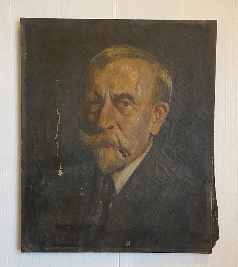 Portrait Homme Fin XIX Tableau Ancien Huile À Restaurer - Photo 3/4