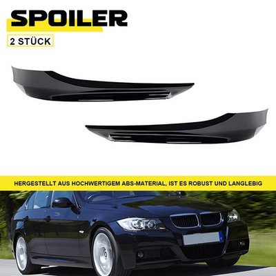 Für BMW 3er E90 E91 LCI 318d Frontspoiler Ecken Glanz Schwarz Front Spoiler NEU